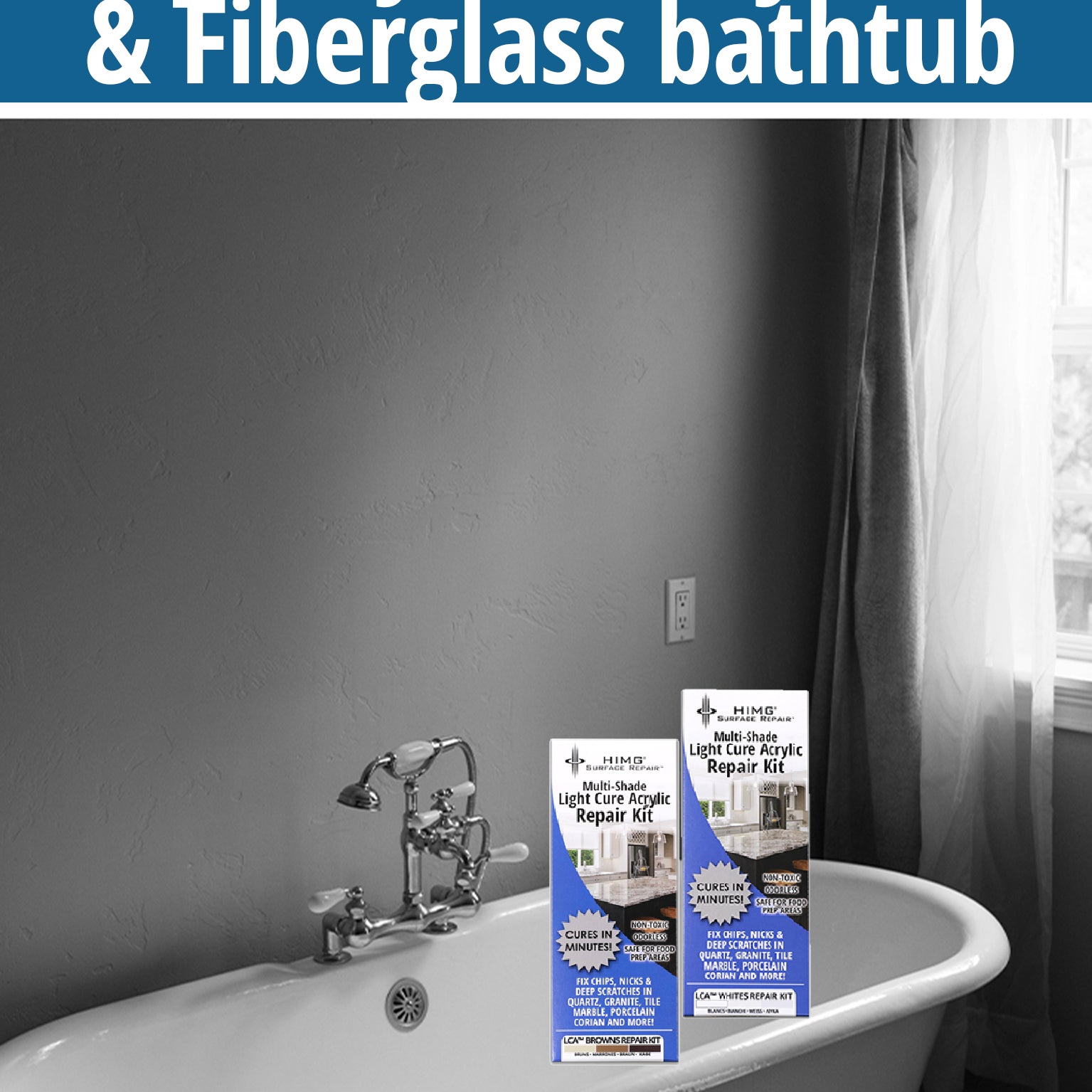 fiberglass and acrylic bathtubs and  tubs can be restored with HIMH Surface Repair Kits.