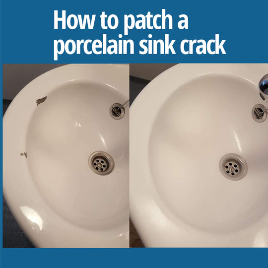 Porcelain sink showing crack for patching