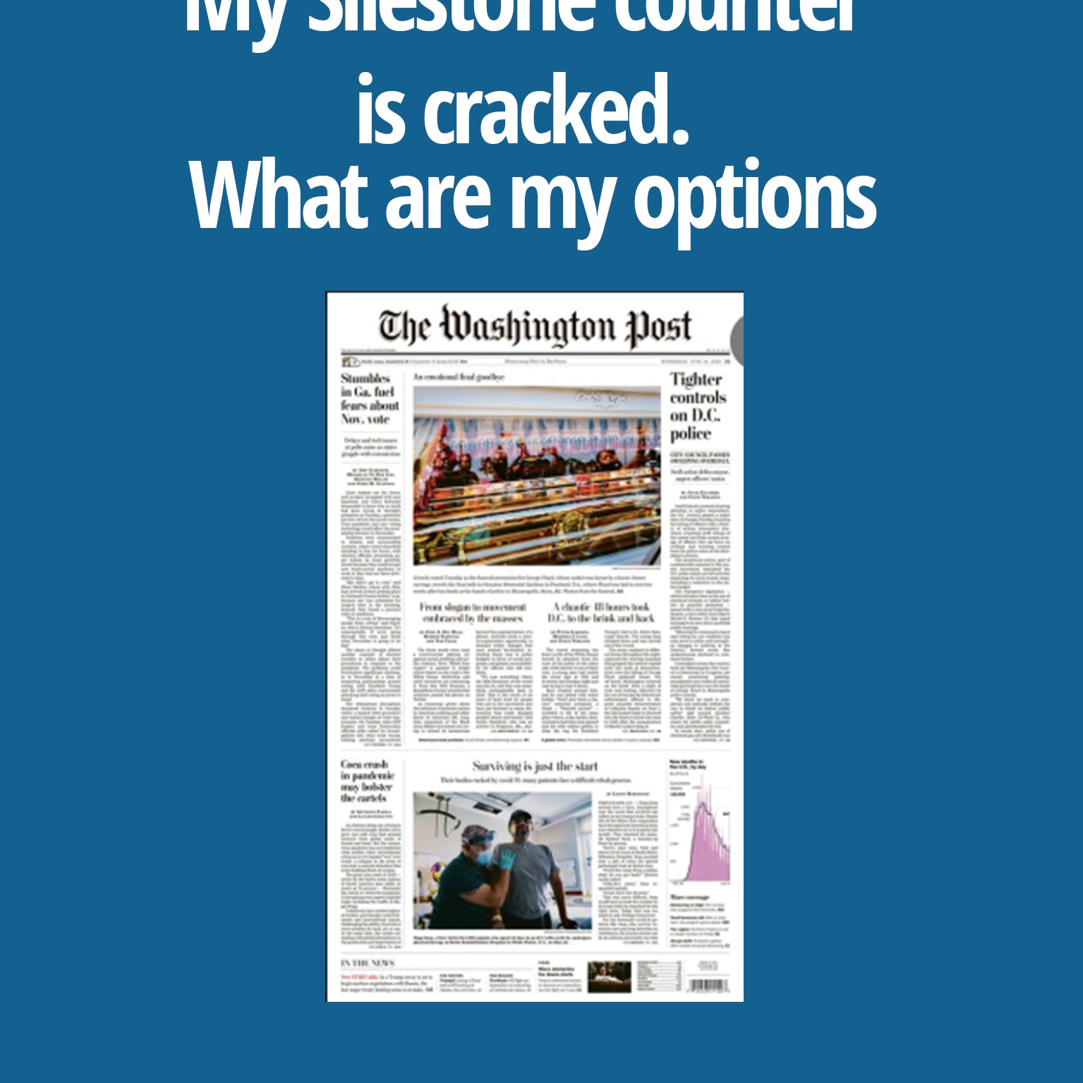 The Washington Post refers HIMG Surface Repair in: "My Silestone counter is cracked. What are my options?"