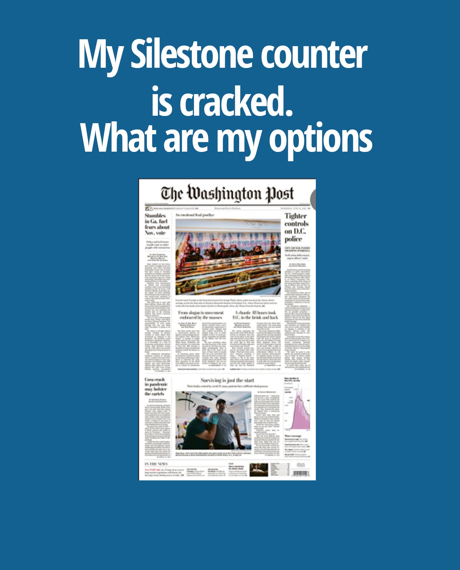 The Washington Post refers HIMG Surface Repair in: "My Silestone counter is cracked. What are my options?"