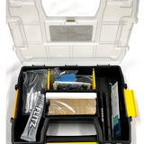 Photo of prokit with lid open. Great for multiple repairs, perfect for the handyman, property manager or tech professional.
