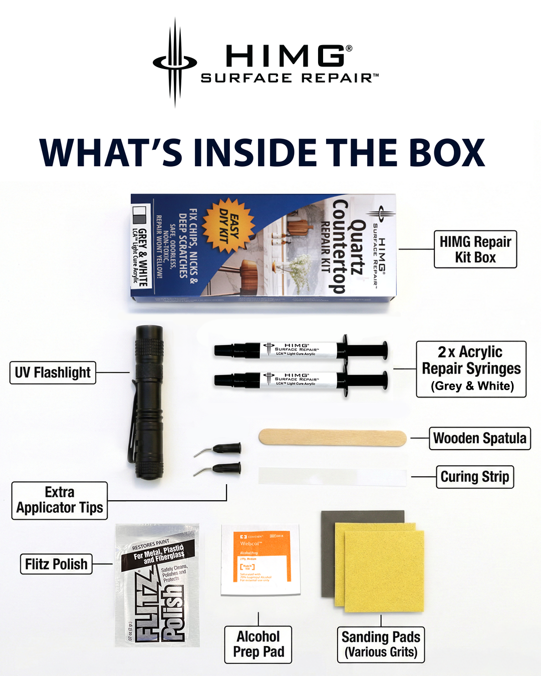 Quartz Countertop Repair Kit - Grey White ⭐️ NEW ⭐ - HIMG® Surface Repair