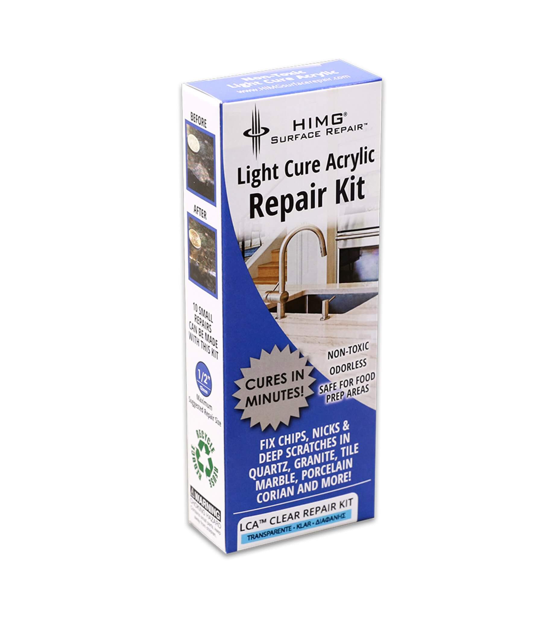 Clear - Quartz Countertop Repair Kit - Granite Repair Kit - Chip Repair Kit  for Quartz, Granite, Marble, Corian, Porcelain, Acrylic, Edge Chips