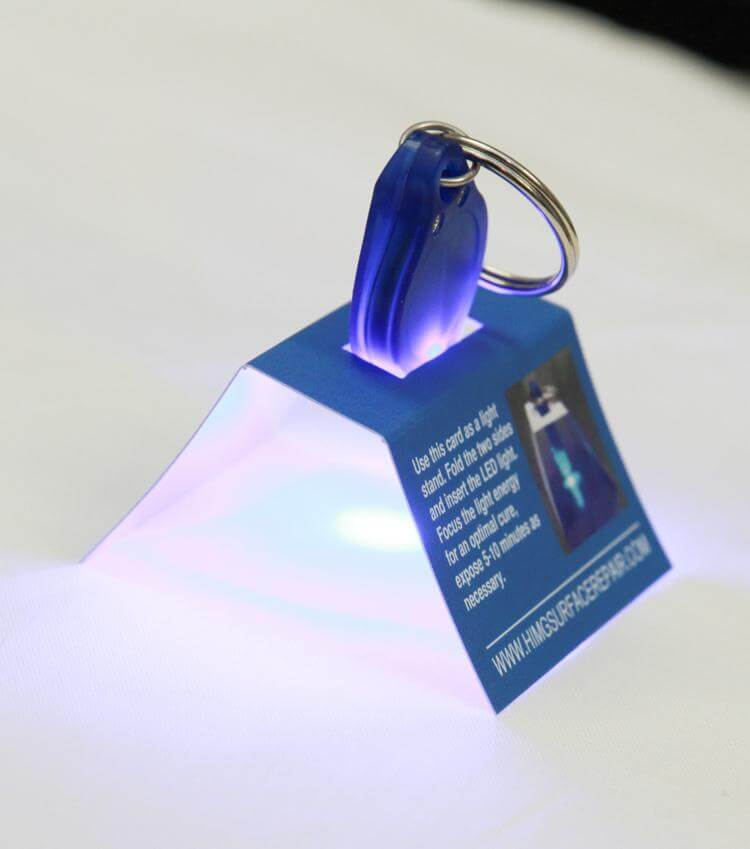 LED light with stand for granite chip repairs. Light Cure Acrylic. Do it yourself surface repairs